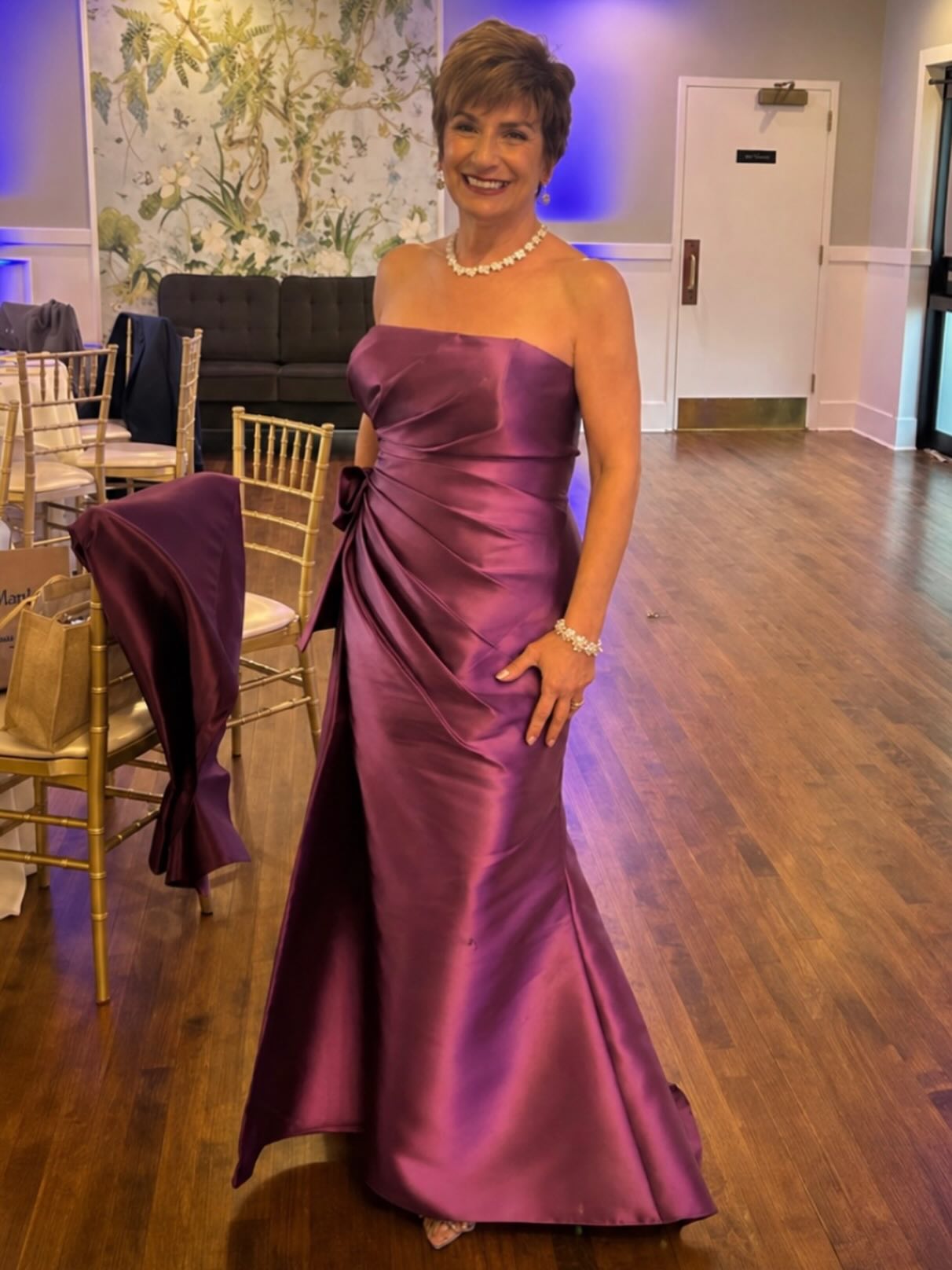 Elegant, timeless, and absolutely radiant ✨
Our beautiful Simplicity Bridal Boutique mother-of-the-groom looked stunning celebrating in this rich aubergine gown by Cameron Blake. A classic silhouette with effortless sophistication for such a special day 💜